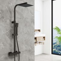 Aica Thermostatic Mixer Shower Set Square Matt With adjustable 8 Overhead Shower Head