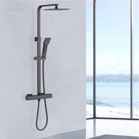 AICA Thermostatic mixer shower Square Black Adjustable Cool Touch Twin Head Kit