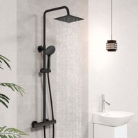 Aica Bathroom Black Square Mixer Shower Dual Head Exposed