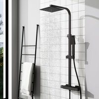AICA Thermostatic Square Mixer Shower Bathroom Set Matt Black Exposed