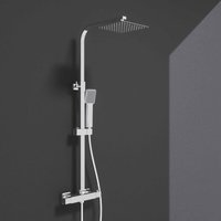 Aica Sanitaire - aica Thermostatic Twin Head Mixer Shower Set Square Bar Chrome Exposed