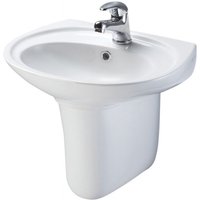 AKW Livenza Basin and Semi Pedestal 450mm Wide - 1 Tap Hole