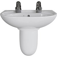 AKW Livenza Plus Basin and Semi Pedestal 550mm Wide - 2 Tap Hole