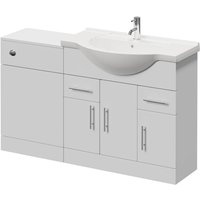 Alexander James Gloss White 1550mm 2 Door Vanity Unit Toilet Suite - 1550mm - Chrome 96mm Knurled Bar HandleWithout James Toilet Pan
