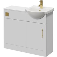 Alexander James Gloss White 950mm Single Door Vanity Unit Toilet Suite - 950mm - Brushed Brass 96mm Bar HandleWithout James Toilet Pan