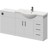 Alexander James Cento Gloss White 1650mm 2 Door Vanity Unit Toilet Suite - 1650mm - Gunmetal Grey 96mm Bar HandleWithout James Toilet Pan