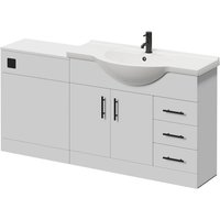 Alexander James Cento Gloss White 1650mm 2 Door Vanity Unit Toilet Suite - 1650mm - Matt Black 96mm Knurled Bar HandleWithout James Toilet Pan