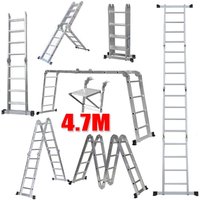 Briefness - Aluminium 4.7M Folding Ladder Multi-Position Purpose Step Ladders Platform Loft