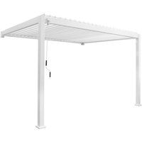 Lean to pergola with louvered roof in aluminium 4 x 3m white - Triomphe