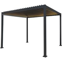 Jardí - Anthracite Aluminium Pergola With led Lights - 3m x 3m