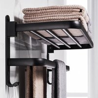 Aluminum Wall Mounted Bathroom Towel Warmer, Foldable Towel Rail, Storage Option (40cm)