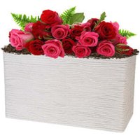 2 x Amalfi Trough Light Grey Stone Effect Trough Long Flower Planter