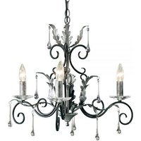 Elstead Amarilli - Chandelier 3 Light Black, Silver Floral Leaves Design , E14