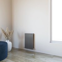 Acezanble - 600x413mm Double Anthracite Horizontal Oval Column Central Heating Designer Radiator