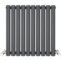 Anthracite Oval Tube 600x590mm Horizontal Single Panel Heated Towel Radiator