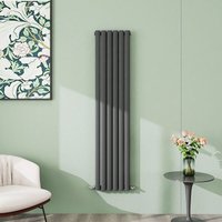 Aica Sanitaire - aica 1600x354mm Anthracite Vertical Designer Radiator Single Oval Column Heating uk