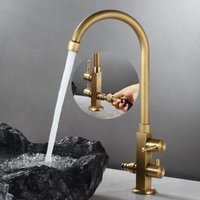 Cyslmuk - Antique Brass Faucet Single Cold Outdoor Sink Rotatable Faucet