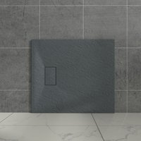 Aquariss - Anthracite Rectangular Shower Tray Slate Effect smc Slip-Resistant Shower Base 1800x700mm with Waste