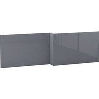 Aquariss - Bathroom Gloss Grey Moisture Resistant Wooden Adjustable Height Bath Panel 1700mm l Shape Front Panel