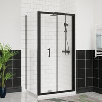 Aquariss - Bifold Shower Door+Side Panel Black 1100x700