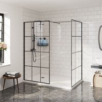 Aquariss - Walk in 1100mm Front Panel+800mm Side Panel Grid Black