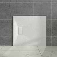 Aquariss - White Rectangular Shower Tray Slate Effect smc Slip-Resistant Shower Base for Enclosures 900x800mm with Waste