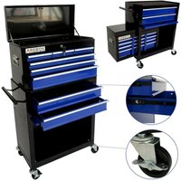 Arebos - Tool trolley Toolbox trolley 9 drawers with ball bearings Black / Blue
