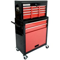 Arebos - Tool trolley Toolbox trolley 9 drawers with ball bearings Black / Red