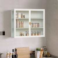 Armoire moderne à double porte vitrée de 70 cm avec trois niveaux de rangement, idéale pour l'entrée, le salon, la salle de bain et la salle à manger