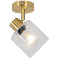 Art Deco Ceiling Spotlight Gold with Glass Adjustable - Laura
