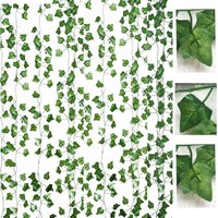 Artificial ivy garland, 12 pieces - Total length 82 ft - Realistic silk leaves - Decoration for indoor and outdoor use