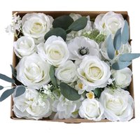 Artificial White Rose Chinese Rose Flowers Heads diy Wedding Bouquets Party Birthday Fake Flowers Home Decor