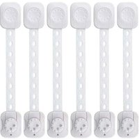 Baby Safety Locks (Improved), 6-Pack Child/Baby Cabinet Locks for Drawers and Refrigerators (White, no tools required)