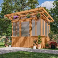 Backyard Discovery - Poppy Cedar Wood Greenhouse with Pergola Front 2.7m x 1.7m (9ft x 6ft)