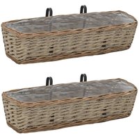 Balcony Planter 2 pcs Wicker with PE Lining 60 cm vidaXL