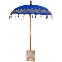 Balinese Parasol 260 Blue 180-190 cm Cotton and solid wood CFW979221