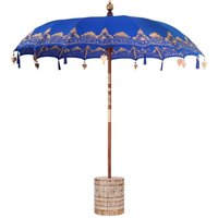 Balinese Parasol 260 Blue 210-220 cm Cotton and solid wood CFW227863