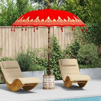 Balinese Parasol 260 Red 210-220 cm Cotton and solid wood vidaXL