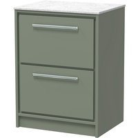 Balterley 600mm Framed Design Floor Standing 2 Drawer Vanity with Marble Worktop - Fern Green