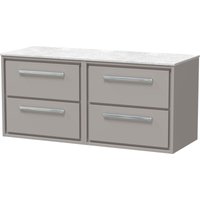 Balterley 1200mm Framed Design Wall Hung 4 Drawer Vanity with Marble Worktop - Pebble Grey