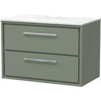 Balterley 800mm Framed Design Wall Hung 2 Drawer Vanity with Marble Worktop - Fern Green
