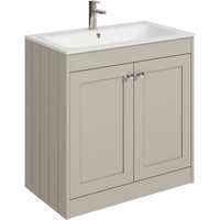 Balterley 800mm Floor Standing 2 Door Unit with Stone Basin 1 Tap Hole - Pebble Grey