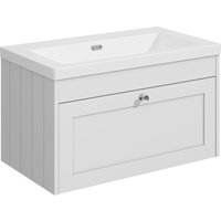 Balterley 800mm Wall Hung 1 Drawer Unit with Minimalist Basin No Tap Hole - Satin White
