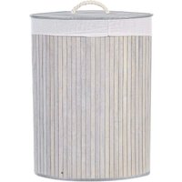 Beliani - Bamboo Storage Laundry Basket Bin Removable Lid Light Grey Matara