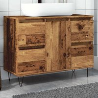 Bathroom Cabinet Old Wood 80x33x60 cm Engineered Wood Vidaxl