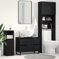 Bathroom Cabinet Black oak 80 x 33 x 60 cm Engineered Wood Vidaxl