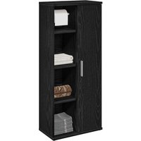 Bathroom Cabinet with Roll Holder Black 39x22x90 cm Vidaxl