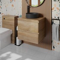 Regis - Bathroom Cloakroom Vanity Unit Countertop Wash Basin Wall Hung Wood 600mm