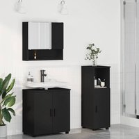 Bathroom Furniture Set 3 pcs Black Engineered wood & Metal vidaXL
