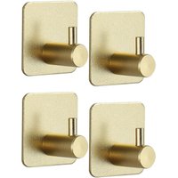 Bathroom hooks, set of 4 self-adhesive 304 stainless steel hooks for bathroom, bedroom, kitchen, sticky door hook for holding coats, towels, gold